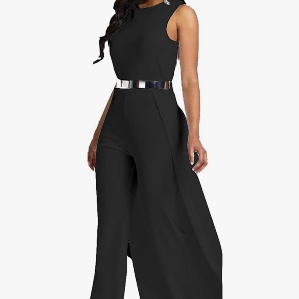 MAGICMK Women Sleeveless High Waist Outfit Wide Leg Long Jumpsuit Romper- 2XL